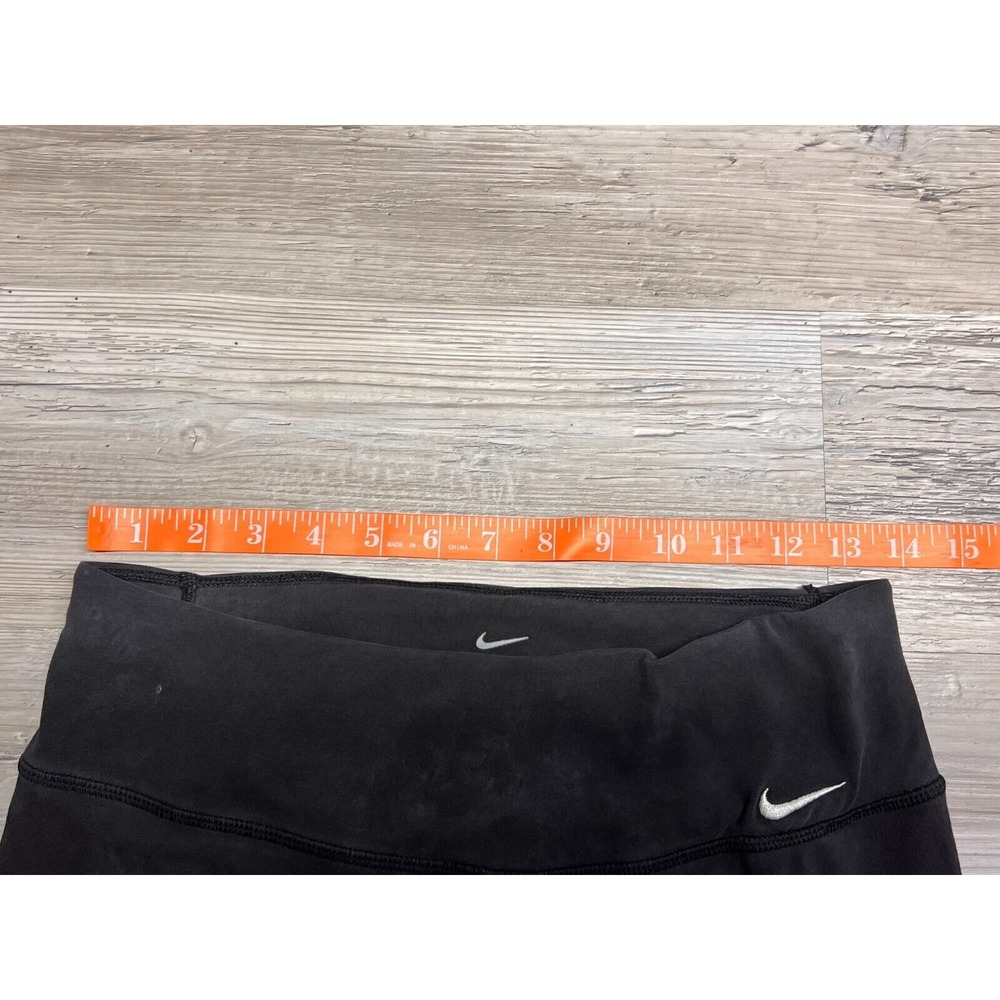 Womens Black Nike Dri Fit Capri Leggings Gym Jogger Yoga Pants Size M Hip Swoosh - Picture 5 of 6